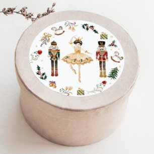 Sticker Rond Basse-noisette ballerine or rouge anniversaire de 