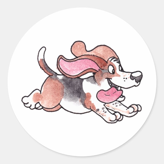 Sticker Rond Basset Hound (Devant)