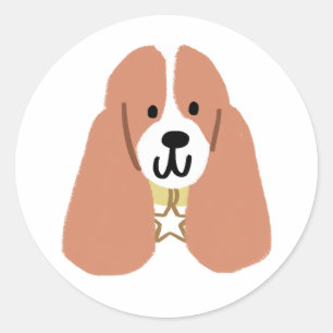 Sticker Rond Basset Hound