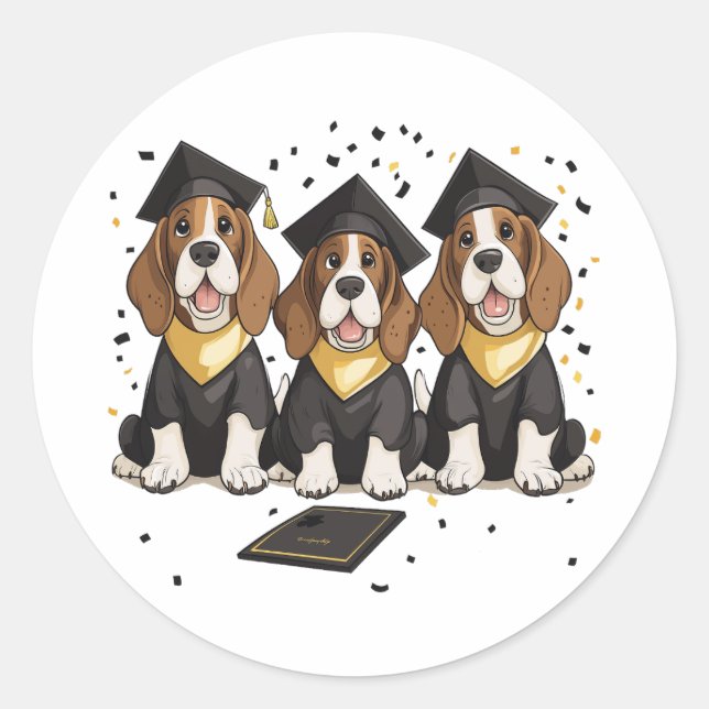 Sticker Rond Basset Hound Dogs (Devant)