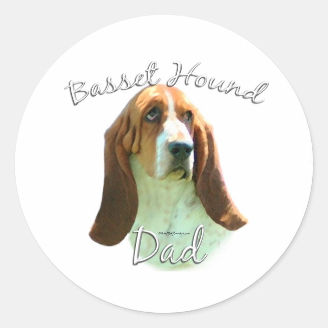 Sticker Rond Basset Hound Papa 2 (Devant)