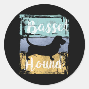 Sticker Rond Basset Hound Tee - Vintage Retro Basset Hound Dog