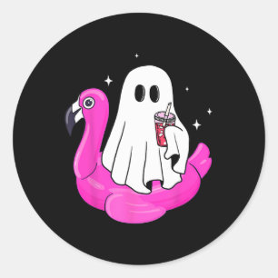 Sticker Rond Bassin de Flamant rose Fantôme amusant Piscine flo