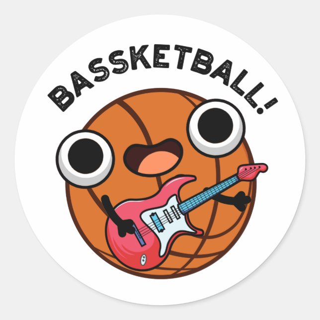 Sticker Rond Bassketball Funny Basketball Musique Pun (Devant)