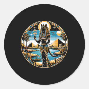 Sticker Rond Bastet Chat déesse antique Egypte Mytholog égyptie