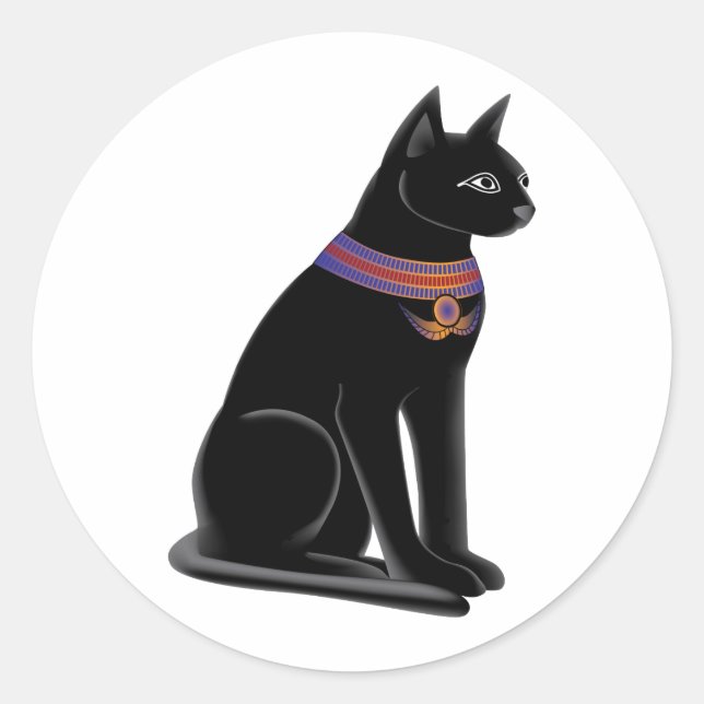 Sticker Rond Bastet, déesse chatte égyptienne (Devant)