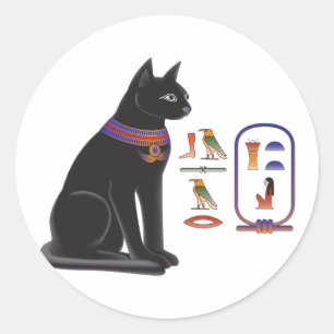 Sticker Rond Bastet, déesse chatte égyptienne
