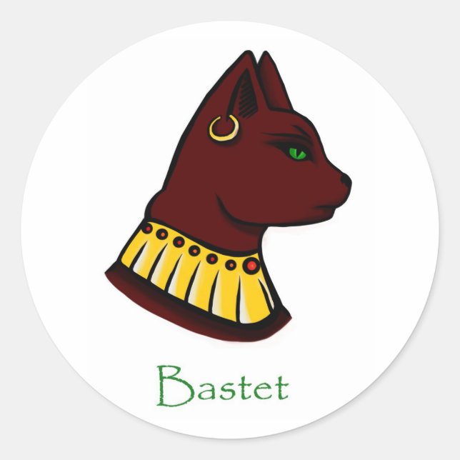 Sticker Rond Bastet - déesse égyptienne (Devant)