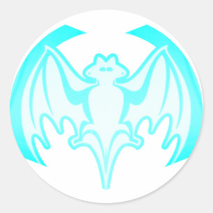 Sticker Rond Bat Cyan Inv Le MUSÉE Zazzle Cadeaux