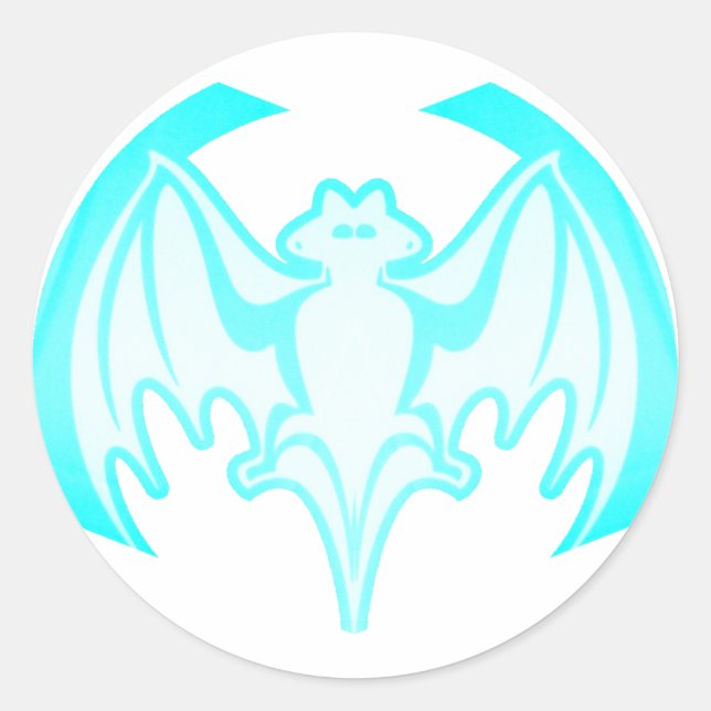 Sticker Rond Bat Cyan Inv Le MUSÉE Zazzle Cadeaux (Devant)