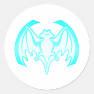 Sticker Rond Bat Cyan Inv Le MUSÉE Zazzle Cadeaux