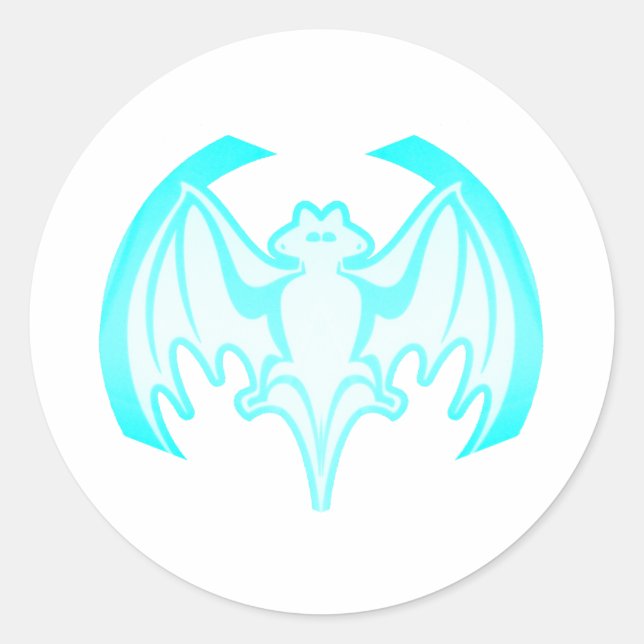Sticker Rond Bat Cyan Inv Le MUSÉE Zazzle Cadeaux (Devant)