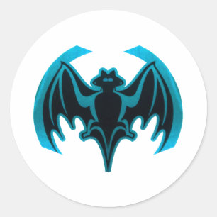 Sticker Rond Bat Cyan Le MUSÉE Zazzle Cadeaux
