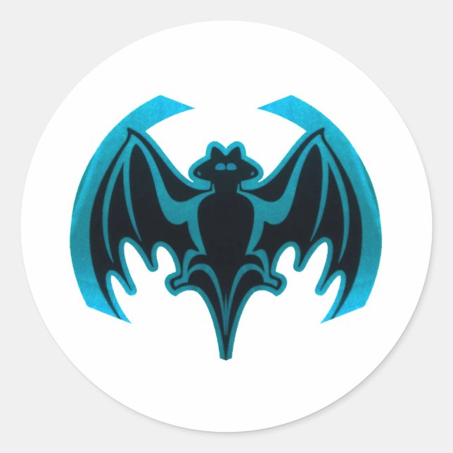 Sticker Rond Bat Cyan Le MUSÉE Zazzle Cadeaux (Devant)
