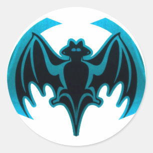 Sticker Rond Bat Cyan Le MUSÉE Zazzle Cadeaux