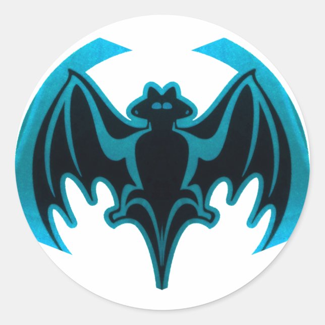 Sticker Rond Bat Cyan Le MUSÉE Zazzle Cadeaux (Devant)