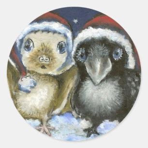 Sticker Rond Bat et corbeau