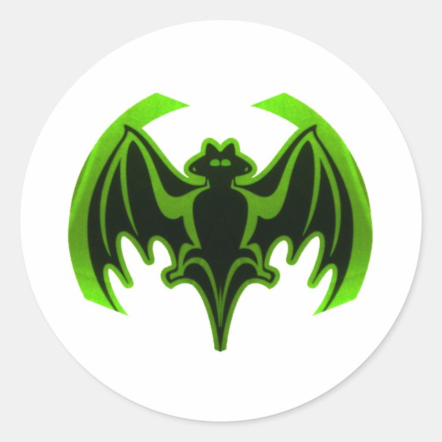 Sticker Rond Bat Green MUSEUM Zazzle Cadeaux (Devant)