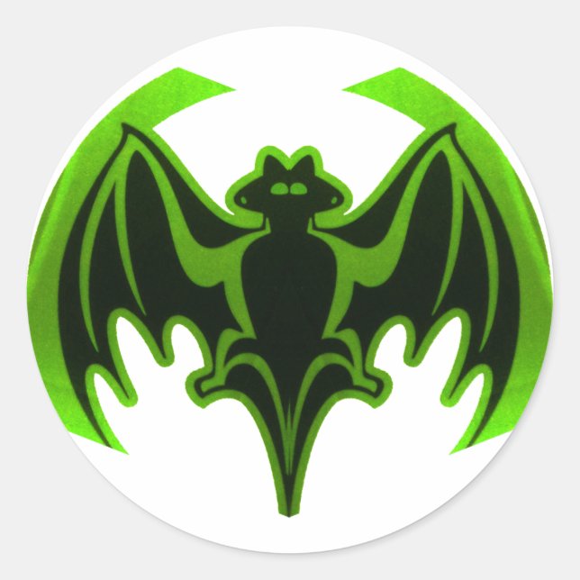 Sticker Rond Bat Green MUSEUM Zazzle Cadeaux (Devant)