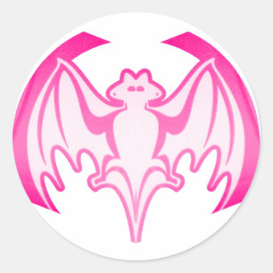 Sticker Rond Bat Magenta Inv Le MUSÉE Zazzle Cadeaux