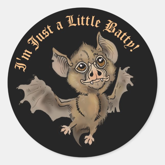 Sticker Rond Bat mignonne avec des fringues Je ne suis qu'un pe (Devant)
