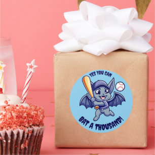 Sticker Rond Bat mignonne Oui Vous pouvez Bat Mille