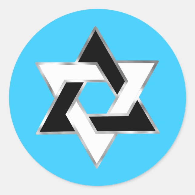 Sticker Rond Bat mitzvah Black White Star de David sur n'import (Devant)