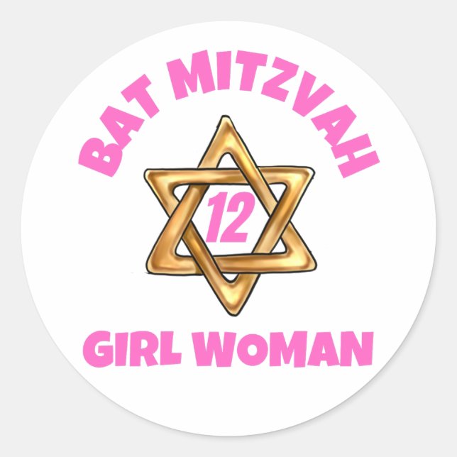 Sticker rond bat mitzvah classique (Devant)