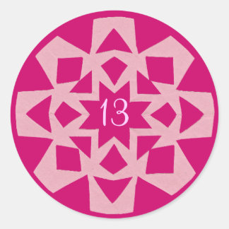 Sticker Rond Bat mitzvah de flocons de neige rose