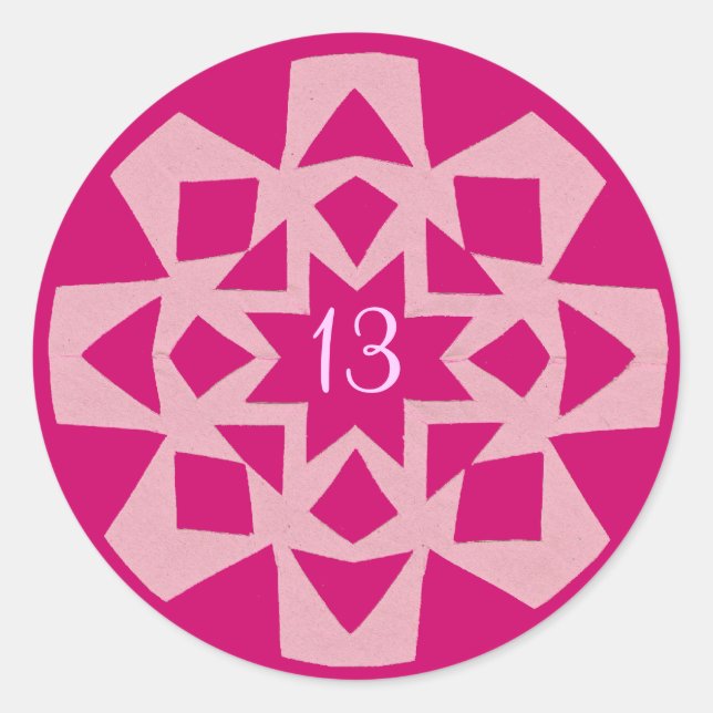 Sticker Rond Bat mitzvah de flocons de neige rose (Devant)