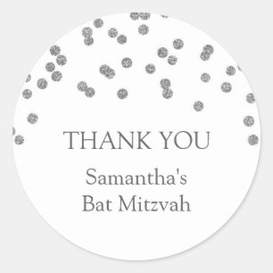 Sticker Rond Bat Mitzvah Merci Personnalisé Nom Favoriser Tag A