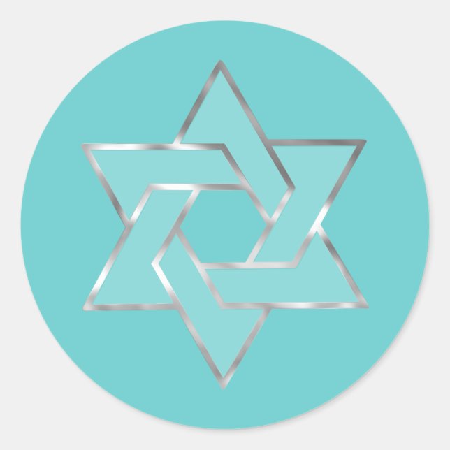 Sticker Rond Bat Mitzvah Metallic Look Star of David (Devant)