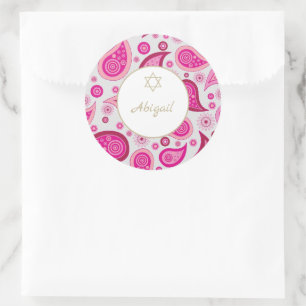 Sticker Rond Bat mitzvah rose or Motif moderne