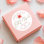 Sticker Rond Bat mitzvah Tropical Floral Aquarelle Gold Script<br><div class="desc">Soyez fier, réjouissez-vous et célébrez cette étape de votre Bat mitzvah préféré chaque fois que vous utilisez cet autocollant sophistiqué et personnalisé! Une fleur de plumeria à aquarelle tropicale, élégante, étonnante, colorée, couleur, écriture manuscrite faux or, Star of David et des points de parties scintillant, ainsi que le rose rose...</div>