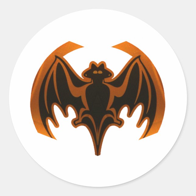 Sticker Rond Bat Orange Le MUSÉE Zazzle Cadfts (Devant)