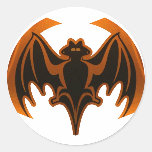 Sticker Rond Bat Orange Le MUSÉE Zazzle Cadfts (Devant)