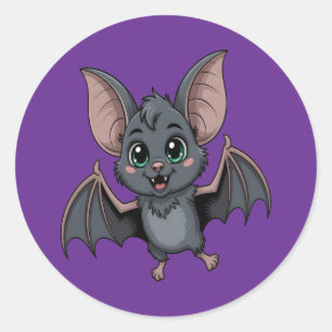 Sticker Rond Bat Pastel Goth adorable aux yeux verts
