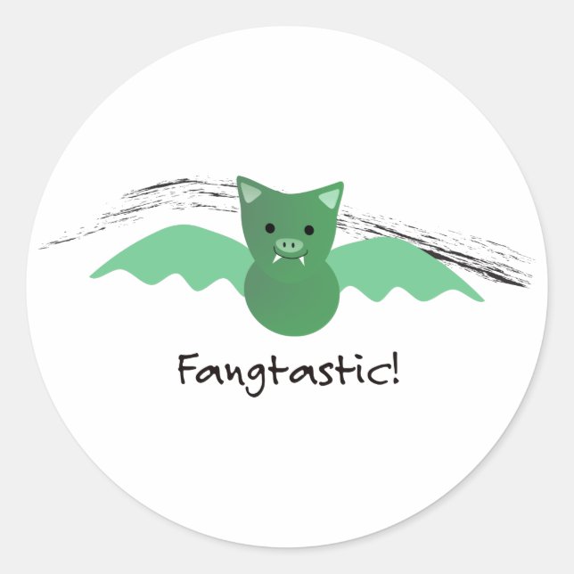 Sticker Rond Bat vert de la pêche (Devant)