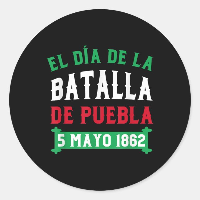 Sticker Rond Bataille De Puebla Pour Cinco De Mayo (Devant)