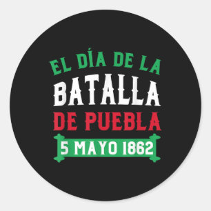 Sticker Rond Bataille De Puebla Pour Cinco De Mayo