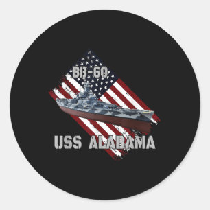 Sticker Rond Bataillon Uss Alabama Bb-60 & Combat Warship
