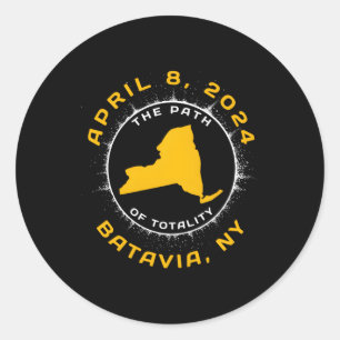 Sticker Rond Batavia New York Solar Eclipse Avril 8 2024 Totali