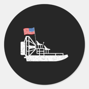 Sticker Rond Bateau à air 4 juillet drapeau États-Unis bateau m