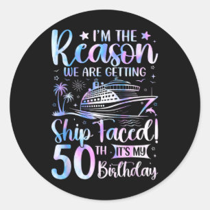 Sticker Rond Bateau a fêté son anniversaire 50e anniversaire ba