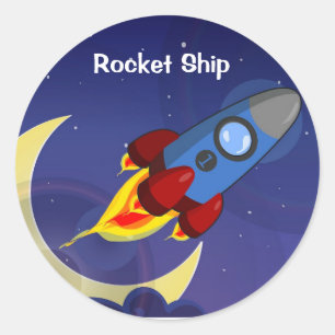 Sticker Rond Bateau à fusée