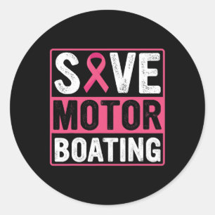 Sticker Rond Bateau à moteur Cancer du sein Ruban rose