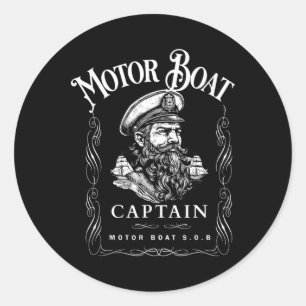 Sticker Rond Bateau à moteur Capitaine Funny Pontoon Bateau à m