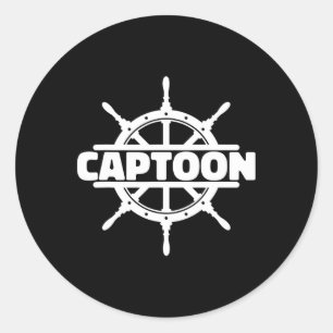 Sticker Rond Bateau à ponton Captoon navigation capitaine de po