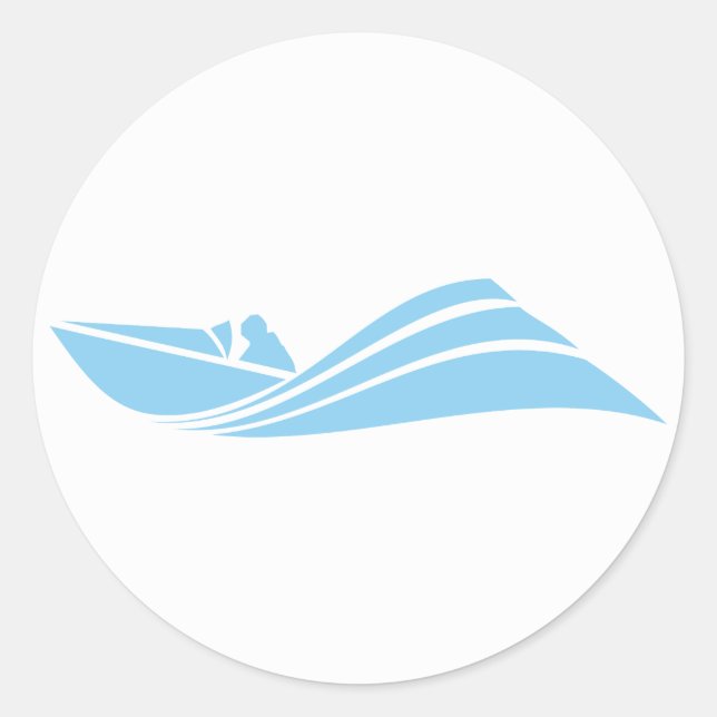 Sticker Rond Bateau à vitesse bleue bébé (Devant)