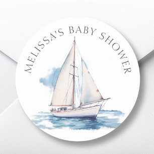 Sticker Rond Bateau à voile Baby shower Faveur